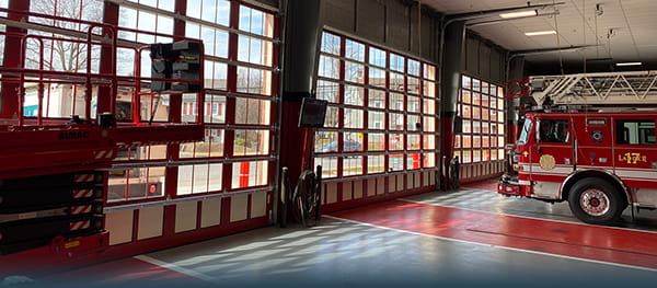 Commercial garage door installation at firehouse in New Jersey