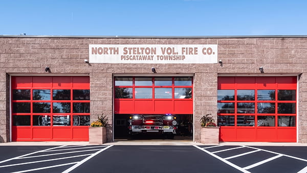 firehouse garage door installation with multiple overhead doors in New Jersey