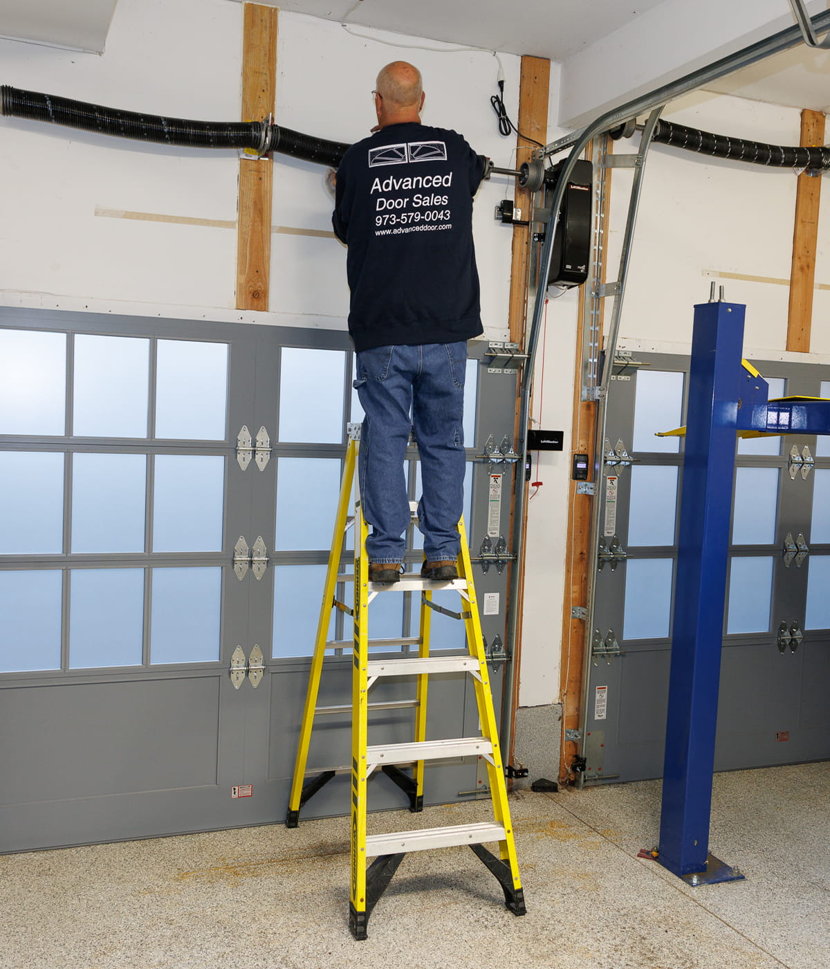 Residential garage door installation on a Hoboken, NJ home by Advanced Door Sales
