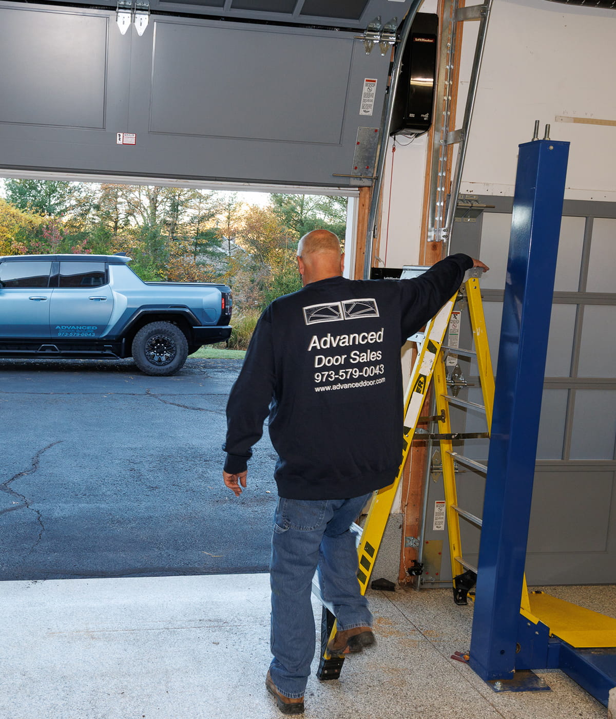 Residential garage door installation on a Newark (Harrison), NJ home by Advanced Door Sales