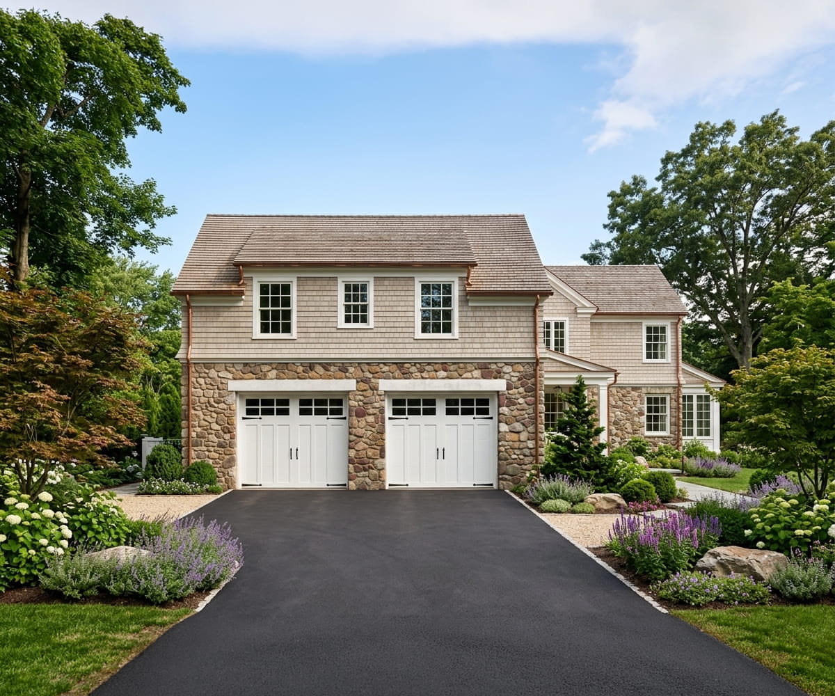 Residential garage door installation in Wayne, New Jersey on a single-family home